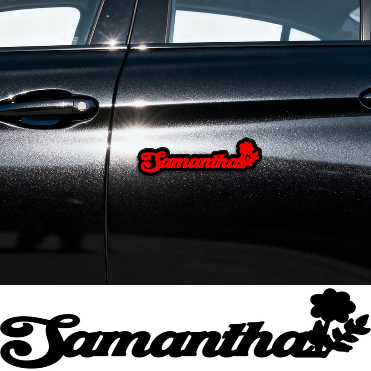 Car Accessories Logo - สติกเกอร์ติดรถยนต์ลายดอกไม้แบบเรียบง่าย 3 มิติ อะคริลิค ลายเส้น โลโก้รถยนต์
