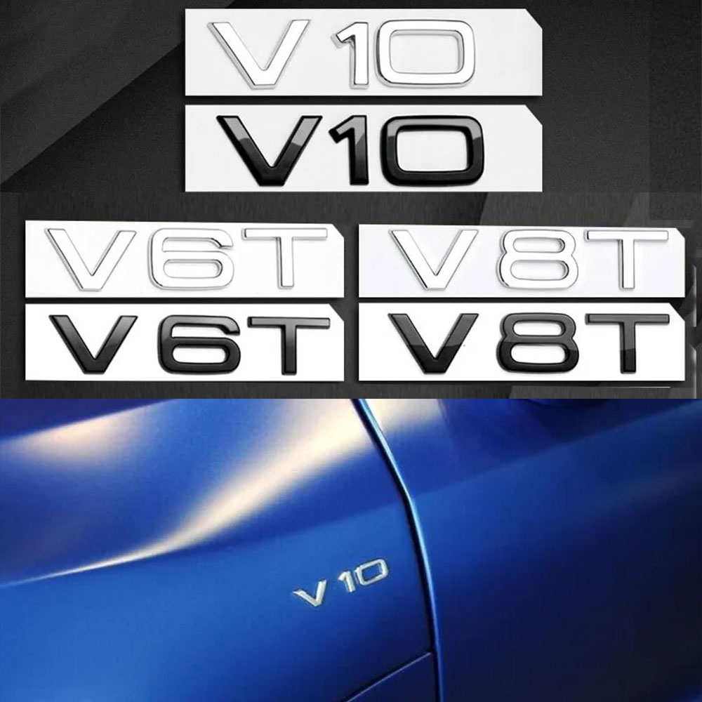 Car Accessories Logo - โลโก้โครเมียม 3 มิติ สีดำ V6T V8T