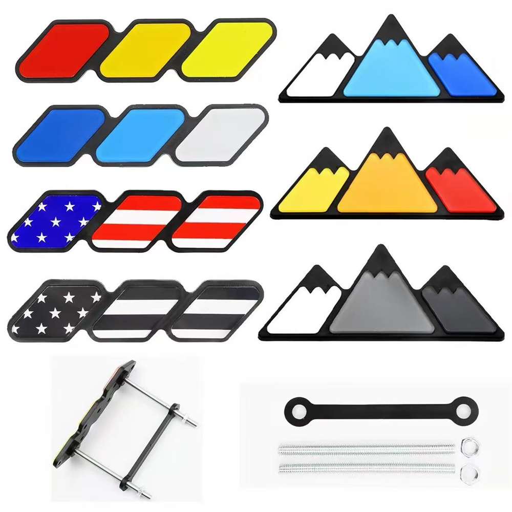 Car Accessories Logo - สติ๊กเกอร์โลโก้ตกแต่งรถยนต์ 3D ลายภูเขาหิมะสามสี อลูมิเนียม 1 ชิ้น